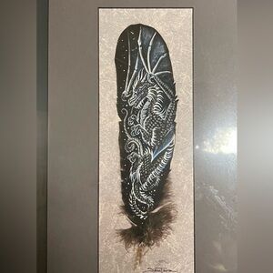 Dragon Feather Art by Unknown Artist - Black and White